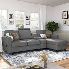 HONBAY Reversible Sectional Sofa Couch Modern Upholstered L Shape