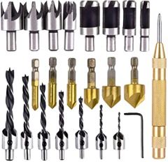Rocaris 23-Pack Woodworking Chamfer Drilling Tool, 6pcs 1/4"